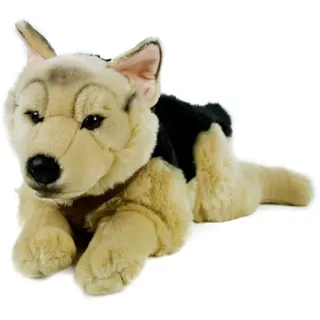 Teddys Rothenburg Kuscheltier Schäferhund 62 cm liegend beige/schwarz Plüschhund