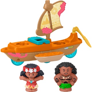 Fisher-Price Little People Kleinkindspielzeug Disney Princess Moana & Mauis Kanu Segelboot mit 2 Figuren für Kinder ab 18 Monaten