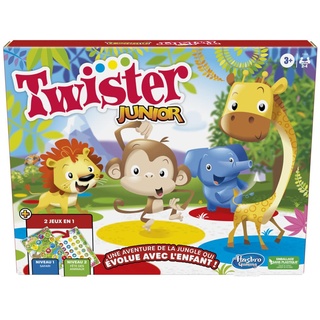Twister Junior, wendbare Matte, Dschungel-Abenteuer, 2 Spiele in 1, Indoor-Gruppenspiel für 2 bis 4 Spieler