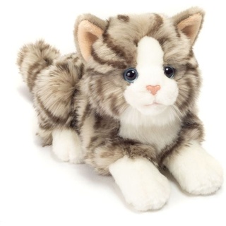 Teddy-Hermann - Katze liegend grau, 20 cm