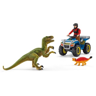 Schleich® Spielzeug-Quad DINOSAURS, Flucht auf Quad vor Velociraptor (41466), (Set), Made in Europe bunt
