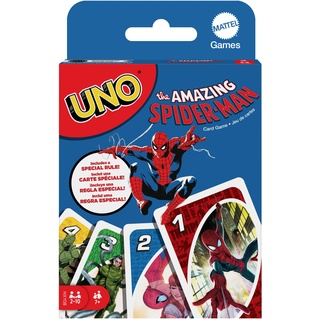 Mattel Games UNO The Amazing Spider-Man, Kartenspiel für Kinder, Erwachsene und Familien mit Karten und Sonderregel, inspiriert von der Marvel Comicreihe, HXY08, HXY08