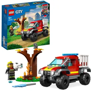 LEGO 60393 City Feuerwehr-Pickup Set, Feuerwehr-Spielzeugauto mit Feuerwehr-Einsatzkraft für Kinder ab 5 Jahren mit Minifigur - Beige