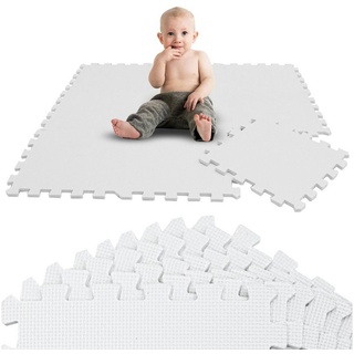 LittleTom Puzzlematte 9 Teile Spielmatte Baby Puzzlematte Krabbelmatte Bodenmatte, 30x30cm Bodenmatte Kinderzimmer weiß