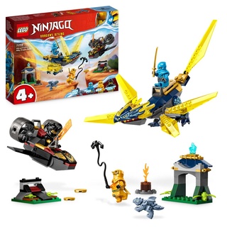 LEGO 71798 NINJAGO Nya and Arins Babydrachenschlacht-Set, Spielzeug für Kinder, Jungen, Mädchen ab 4 Jahren mit 2 Spielzeug-Drachen, Flugzeug und...