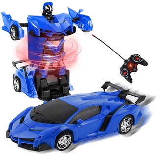 Kikuo Auto Spielzeug Roboter Spielzeug, Robotauto, 2 in 1 Autorobot Spielzeug, Blau Remote Control Car Roboter Kinder für Jungen Auto Mädchen Alter 5 6 7+