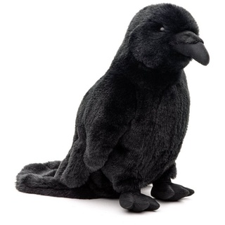 Uni-Toys Kuscheltier Rabe schwarz - 23 cm (Höhe) - Plüsch-Vogel, Krähe - Plüschtier, zu 100 % recyceltes Füllmaterial