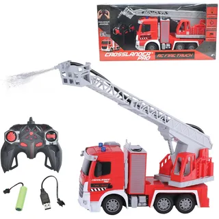 Lexibook RCP20 Crosslander pro, RC Fire Truck, ferngesteuertes Feuerwehrauto, Lichteffekte, Wassersprühfunktion, elektronische Drehleiter, wiederaufladbar, Rot