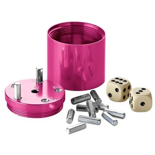 BestSaller 3008 SUPER SIX Würfelspiel Aluminum, 36 Spielstäbchen & 2 Würfel, pink