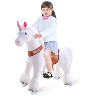 PonyCycle Reitpferd PonyCycle® Modell U Reiten auf Einhorn Spielzeug - Weiß Einhorn, Größe 3 für 3-5 Jahre, Ux304 35 cm x 75 cm x 76 cm