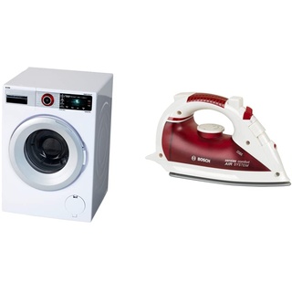 Theo Klein 9213 Bosch Waschmaschine | Vier Waschprogramme und Originalgeräusche & 6254 Bosch Bügeleisen I Hochwertiges Kinderbügeleisen mit Wassersprühfunktion