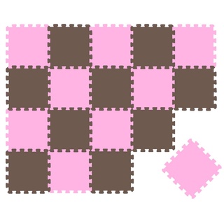 LittleTom Puzzlematte 18 Teile Baby Kinder Puzzlematte ab Null - 30x30cm, pink braune Kindermatte bunt