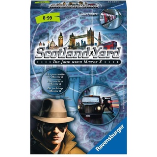 Ravensburger 23381 - Scotland Yard, Mitbringspiel für 2-4 Spieler, Kinderspiel ab 8 Jahren, kompaktes Format, Reisespiel, Brettspiel, White