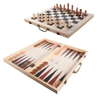 Natural-Games Brettspiel XXL Schach und Backgammon, ab 5 Jahre, in Holzkoffer, 2 Spieler