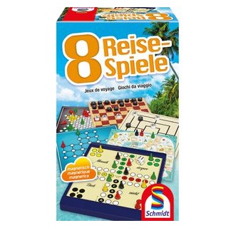 Schmidt-Spiele Brettspiel 49102, 8 Reise-Spiele, ab 6 Jahre, magnetisch, 1-4 Spieler