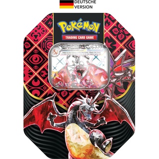 Pokémon-Sammelkartenspiel: Tin-Box Karmesin & Purpur – Paldeas Schicksale – Schillerndes Glurak-ex (1 holografische Promokarte & 4 Boosterpacks)
