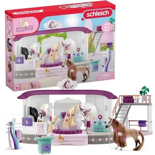 schleich HORSE CLUB 42588 Sofia's Beauties Pferde Beautysalon mit Stall, Bürsten-Zubehör, Figuren - 99-teiliges Spielset mit Pferd mit Mähne zum Striegeln - Pferde Spielzeug ab 4 Jahren