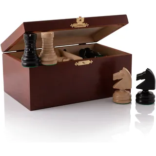 Tournament Chess Pieces in Luxus Box | Master of Chess | Gewichtete nur Schachfiguren Holz - Handgemachtes Championship Chess Set Ohne Schach Brett (Rustikale Figuren in Mahagoni Box)