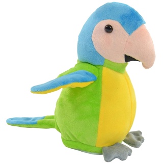 Kögler 75933 - Labertier Papagei Samira, ca. 22,5 cm groß, nachsprechendes Plüschtier mit Wiedergabefunktion, plappert alles witzig nach und bewegt sich, batteriebetrieben