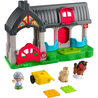Fisher-Price Little People Spielzeug für Kleinkinder, Spielset Niedlicher Pferdestall mit Geräuschen, Figuren und Zubehör für Kinder ab 1 Jahr, HWR84
