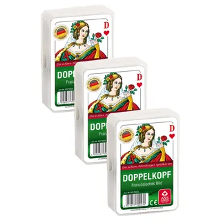 Ass Altenburger 70023 Doppelkopf französisches Bild im Kunststoffetui, Bunt, 59 x 91 mm (Packung mit 3)