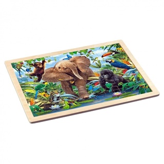Philos Spiel, Holz-Rahmenpuzzle - Junior Jungle - Elefant und Affe