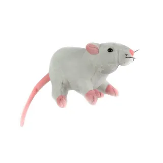 Horror-Shop Plüschfigur Kuscheltier Ratte 19cm weiß als süße Geschenkidee rosa|schwarz|weiß