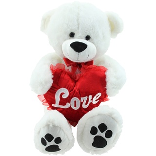 Sweety-Toys 5710 XXL Riesen Teddy Valentine Teddybär 80cm weiss mit Herz LOVE supersüss