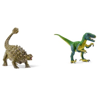 SCHLEICH 15023 Ankylosaurus, für Kinder ab 5-12 Jahren, Dinosaurs - Spielfigur & 14585 Velociraptor, für Kinder ab 5-12 Jahren, Dinosaurs - Spielfigur