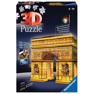 Ravensburger 3D-Puzzle 216 Teile Ravensburger 3D Puzzle Bauwerk Triumphbogen bei Nacht 12522, 216 Puzzleteile