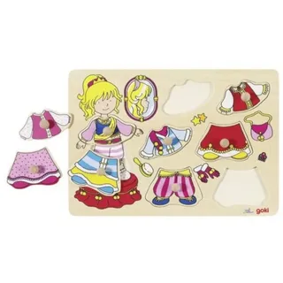 goki Steckpuzzle Holz Steckpuzzle Prinzessin 8tlg. 57814 30x21cm Puzzle Anziehpuzzle, 8 Puzzleteile, Mit extra großen Teilen