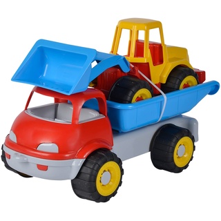 LKW Kipper mit Bagger, Sandspielzeug, 29cm/36cm, Reifen Softmaterial, ab 10 Monate