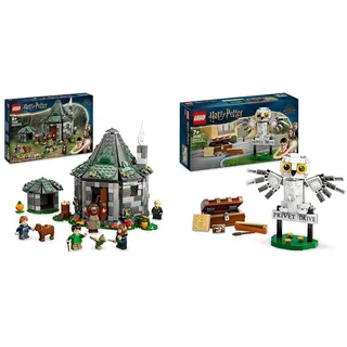 LEGO Harry Potter Hagrids Hütte: EIN unerwarteter Besuch Set mit 5 Mini-Figuren und 2 Tierfiguren & Harry Potter Hedwig im Ligusterweg 4 Set mit Spielzeug-Eule für Kinder