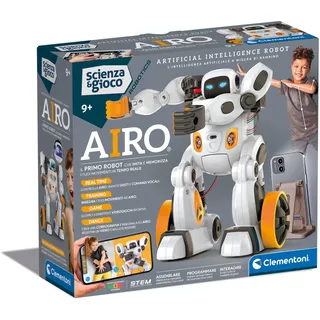 Clementoni Wissenschaft und Spiel Robotics – Airo, Roboter zum Zusammenbauen, Kinder 9+ Jahre, mit dedizierter App und AI-Technologie, imitiert Bewegungen mit künstlicher Intelligenz, 6 Motoren,