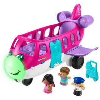 Little People Barbie-Spielzeugflugzeug mit Lichtern, Musik und 3 Figuren, Traumflugzeug, Kleinkinderspielzeug, mehrsprachige Version, HRC38