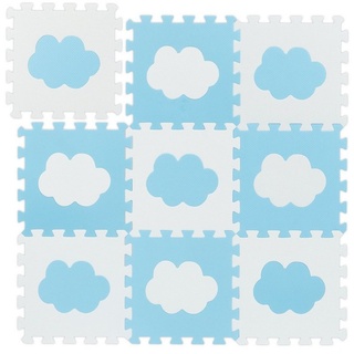 relaxdays Puzzlematte 18-tlg. Puzzlematte Wolke, Weiß-Blau blau|weiß