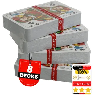 TYA Gruppe Spielkarten Kartenspiel Rommé Profiqualität für Rommé, Bridge,Canasta Poker oder Skat 55 Blatt BLAU und ROT (4xRot-4xBlau)