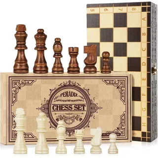 Peradix Schachspiel aus Holz, Schach klappbar Schachbrett 29x29cm - Handgefertigt Schach Set für Kinder und Erwachsene, Familie Geschenk Reisen