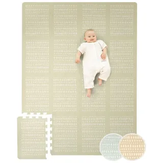 Hakuna Matte Spielmatte Spielmatte Puzzlematte für Babys 1,7x1,2m, 16 XL-Platten, Krabbelmatte beige