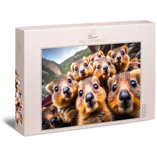 Ulmer Puzzleschmiede - Quokka-Puzzle „Gangs of Australia“ - Originelles Tiere-Puzzle mit 1000 Teilen - die neugierigen Quokkas, Trend-Tiere aus Australien – Puzzle-Qualität Made in Germany