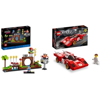 LEGO Ideas 21331 Sonic The Hedgehog – Green Hill Zone Set mit Dr. Eggmann & 76906 Speed Champions 1970 Ferrari 512 M Bausatz für Modellauto, Spielzeug-Auto, Rennwagen für Kinder, 2022 Kollektion