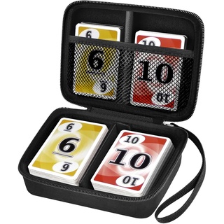 COMECASE Hard Case Tragetasche Hülle für SKYJO unterhaltsame Kartenspiel. Passend für bis zu 360 Karten. Enthält 2 Herausnehmbare Trennwände und Handschlaufe (Tief schwarz)