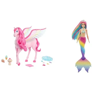 Barbie Ein Verborgener Zauber Pegasus & Dreamtopia Rainbow Magic Mermaid, Meerjungfrau mit Regenbogenhaaren