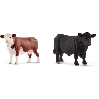 SCHLEICH 13867 - Hereford Kuh & 13879 - Black Angus Bulle