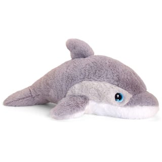 Keeleco SE6177 Plüschtier Delfin, ca. 25 cm, aus recycelten Materialien, Augen aufgestickt aus Baumwolle