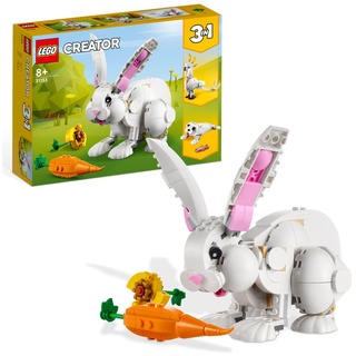 LEGO 31133 Creator 3in1 Weißer Hase Tierspielzeug Set mit Hasen-, Robben- und Papageienfiguren, Baustein-Konstruktionsspielzeug für Kinder ab 8 J...