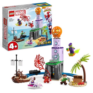 LEGO 10790 Marvel Spideys Team an Green Goblins Leuchtturm, Spielzeug für Kinder ab 4 Jahren mit Piratenschiff, Miles Morales Minifigur & mehr, Sp...