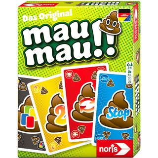 Noris 606261880 Mau Mau Kackhaufen, das weltbekannte Kartenspiel mit einem originellen Blatt, für 2 bis 6 Spieler ab 6 Jahren