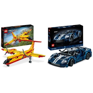 LEGO Technic 42152 Löschflugzeug Feuerwehr-Flugzeug-Spielzeug als Geschenk-Idee für Kinder ab 10 Jahre & 42154 Technic Ford GT 2022 Auto-Modellbausatz für Erwachsene