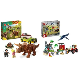 LEGO Jurassic Park Triceratops-Forschung, Dinosaurier Spielzeug & Jurassic World Rettungszentrum für Baby-Dinos